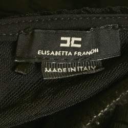 Pre Owned Elisabetta Franchi Black Monogram Jersey Chain Detail Mini Dress M