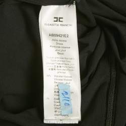 Pre Owned Elisabetta Franchi Black Monogram Jersey Chain Detail Mini Dress M