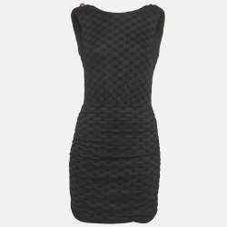 Pre Owned Elisabetta Franchi Black Monogram Jersey Chain Detail Mini Dress M