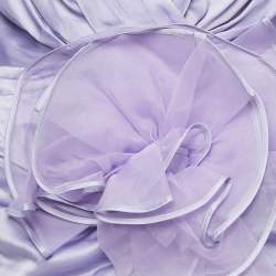 Pre Owned Elisabetta Franchi Purple Satin Ruched Mini Dress M