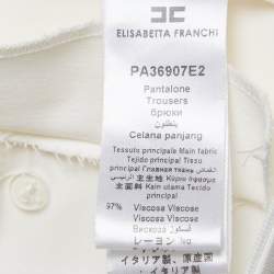 Pre Owned Elisabetta Franchi Off-White Crepe Flared Formal Trouser M