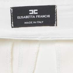 Pre Owned Elisabetta Franchi Off-White Crepe Flared Formal Trouser M
