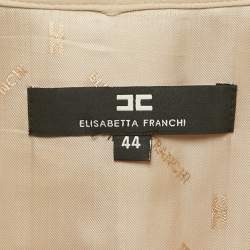 Pre Owned Elisabetta Franchi Beige Ruffled Mini Coat Dress M