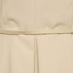 Pre Owned Elisabetta Franchi Beige Ruffled Mini Coat Dress M