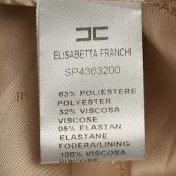 Pre Owned Elisabetta Franchi Beige Ruffled Mini Coat Dress M