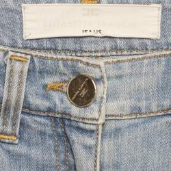Pre Owned Elisabetta Franchi Blue Distressed Denim Skinny Jeans S Waist 28"