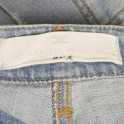 Pre Owned Elisabetta Franchi Blue Distressed Denim Skinny Jeans S Waist 28"