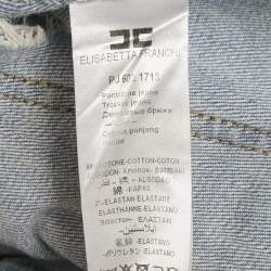 Pre Owned Elisabetta Franchi Blue Distressed Denim Skinny Jeans S Waist 28"