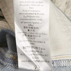 Pre Owned Elisabetta Franchi Blue Distressed Denim Skinny Jeans S Waist 28"