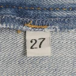 Pre Owned Elisabetta Franchi Blue Distressed Denim Skinny Jeans S Waist 28"