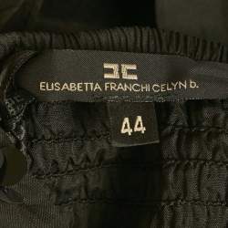 Pre Owned Elisabetta Franchi Celyn b. Black Embellished Taffeta Mini Dress M
