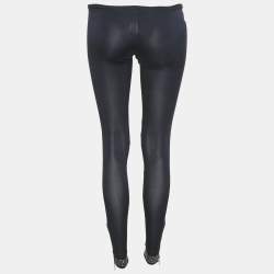 Pre Owned Elisabetta Franchi Navy Blue Jersey Studded Hem Leggings M