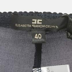 Pre Owned Elisabetta Franchi Navy Blue Jersey Studded Hem Leggings M