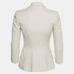 Pre Owned Elisabetta Franchi White Crepe Tailored Blazer S