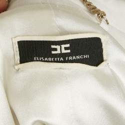 Pre Owned Elisabetta Franchi White Crepe Tailored Blazer S