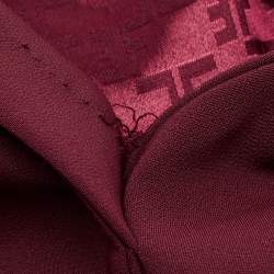 Pre Owned Elisabetta Franchi Burgundy Logo Applique Crepe Jumpsuit S