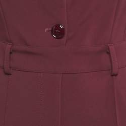 Pre Owned Elisabetta Franchi Burgundy Logo Applique Crepe Jumpsuit S