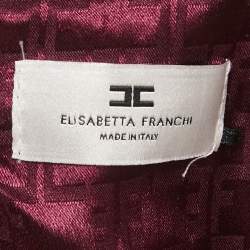 Pre Owned Elisabetta Franchi Burgundy Logo Applique Crepe Jumpsuit S