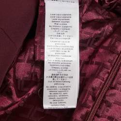 Pre Owned Elisabetta Franchi Burgundy Logo Applique Crepe Jumpsuit S