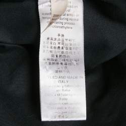 Pre Owned Elisabetta Franchi Black Cotton Buckle Detail Wrap Around Top M