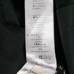 Pre Owned Elisabetta Franchi Black Cotton Buckle Detail Wrap Around Top M