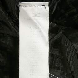 Pre Owned Elisabetta Franchi Black Crepe Logo Detail Flounced Mini Dress M 