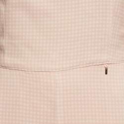 Pre Owned Elisabetta Franchi Peach Gingham Cotton Ruffled One Shoulder Jumpsuit M