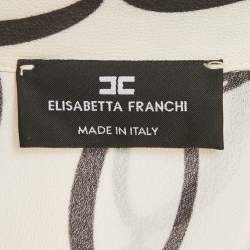 Pre Owned Elisabetta Franchi White Chain Print Crepe Detachable Top Playsuit M