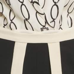 Pre Owned Elisabetta Franchi White Chain Print Crepe Detachable Top Playsuit M