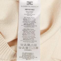 Pre Owned Elisabetta Franchi Light Beige Knit Logo Detail Button Front Cardigan Dress M