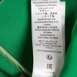 Pre Owned Elisabetta Franchi Green Crepe Off -Shoulder Belted Jumpsuit M