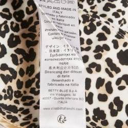 Pre Owned Elisabetta Franchi Black/Beige Leopard Print Wide Leg Trousers M