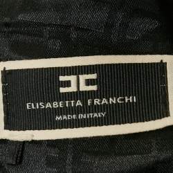 Pre Owned Elisabetta Franchi Black Crepe & Mesh Detailed Strappy Bustier Top S