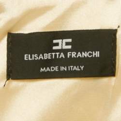Pre Owned Elisabetta Franchi Cream Chain Print Crepe Mini Shift Dress M