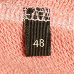 Pre Owned Elisabetta Franchi Pink Logo Embossed Cotton Knit Mini Dress L