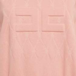 Pre Owned Elisabetta Franchi Pink Logo Embossed Cotton Knit Mini Dress L