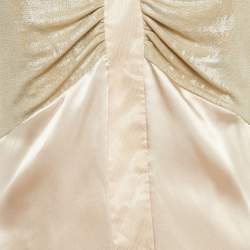 Pre Owned Elisabetta Franchi Gold Crepe Rushed Bodycon Mini Dress L