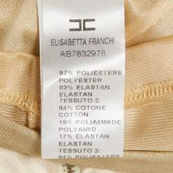 Pre Owned Elisabetta Franchi Gold Crepe Rushed Bodycon Mini Dress L