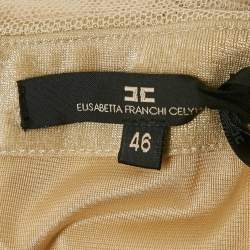 Pre Owned Elisabetta Franchi Gold Crepe Rushed Bodycon Mini Dress L