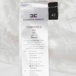 Pre Owned Elisabetta Franchi White Crepe Crop Top & Flared Pant Set M/S