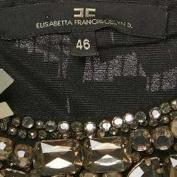Pre Owned Elisabetta Franchi Metallic/Black Sequin Sleeveless Mini Dress L