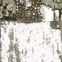 Pre Owned Elisabetta Franchi Metallic/Black Sequin Sleeveless Mini Dress L