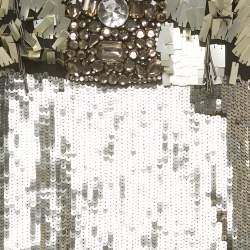 Pre Owned Elisabetta Franchi Metallic/Black Sequin Sleeveless Mini Dress L