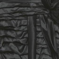 Pre Owned Elisabetta Franchi Black Silk Ribbon Detail Strapless Mini Dress L