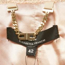 Pre Owned Elisabetta Franchi Beige Lurex Tweed Jacket M