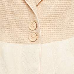 Pre Owned Elisabetta Franchi Beige Lurex Tweed Jacket M
