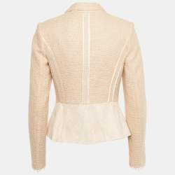 Pre Owned Elisabetta Franchi Beige Lurex Tweed Jacket M