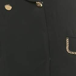 Pre Owned Elisabetta Franchi Black Crepe Double Breasted Mini Dress M