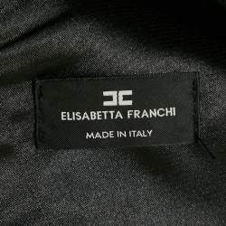 Pre Owned Elisabetta Franchi Black Crepe Double Breasted Mini Dress M