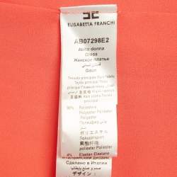 Pre Owned Elisabetta Franchi Orange/ Peach Abstract Print Crepe Belted Coat Dress S